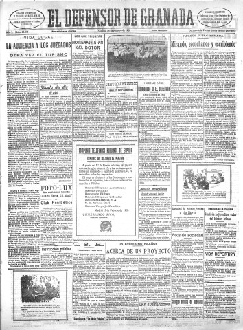 'El Defensor de Granada  : diario político independiente' - Año L Número 25475 Ed. Mañana - 1928 Febrero 18