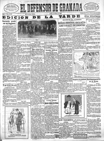 'El Defensor de Granada  : diario político independiente' - Año L Número 25502 Ed. Tarde - 1928 Marzo 05