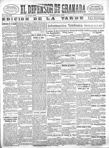 'El Defensor de Granada  : diario político independiente' - Año L Número 25506 Ed. Tarde - 1928 Marzo 07