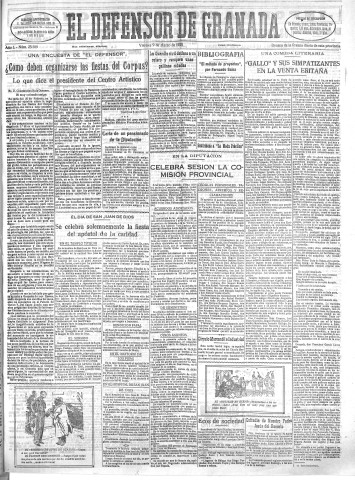 'El Defensor de Granada  : diario político independiente' - Año L Número 25509 Ed. Mañana - 1928 Marzo 09