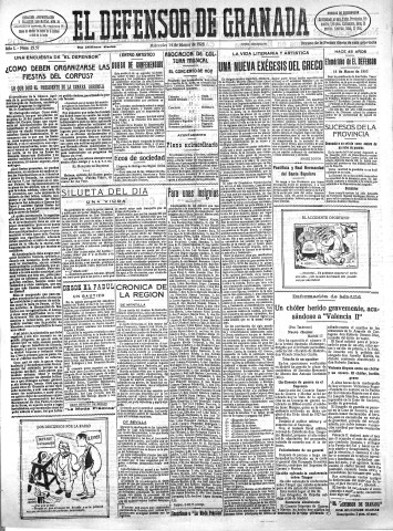 'El Defensor de Granada  : diario político independiente' - Año L Número 25578 Ed. Mañana - 1928 Marzo 14