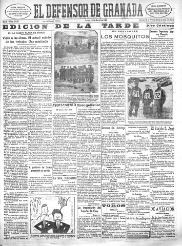 'El Defensor de Granada  : diario político independiente' - Año L Número 25585 Ed. Tarde - 1928 Marzo 19
