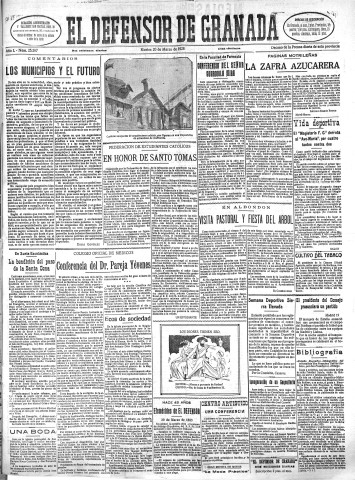 'El Defensor de Granada  : diario político independiente' - Año L Número 25587 Ed. Mañana - 1928 Marzo 20