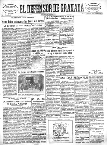 'El Defensor de Granada  : diario político independiente' - Año L Número 25589 Ed. Mañana - 1928 Marzo 21