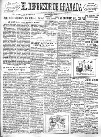 'El Defensor de Granada  : diario político independiente' - Año L Número 25593 Ed. Mañana - 1928 Marzo 23