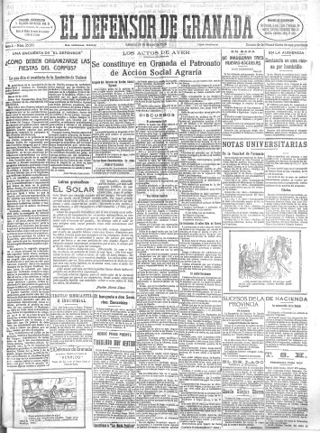 'El Defensor de Granada  : diario político independiente' - Año L Número 25595 Ed. Mañana - 1928 Marzo 24