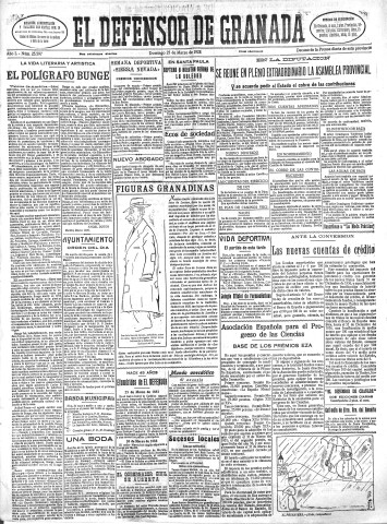'El Defensor de Granada  : diario político independiente' - Año L Número 25597 Ed. Mañana - 1928 Marzo 25