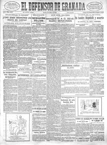 'El Defensor de Granada  : diario político independiente' - Año L Número 25599 Ed. Mañana - 1928 Marzo 27