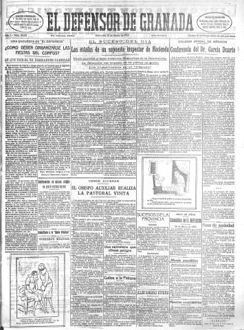 'El Defensor de Granada  : diario político independiente' - Año L Número 25601 Ed. Mañana - 1928 Marzo 28