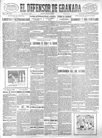 'El Defensor de Granada  : diario político independiente' - Año L Número 25607 Ed. Mañana - 1928 Marzo 31