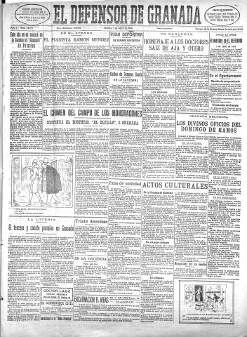 'El Defensor de Granada  : diario político independiente' - Año L Número 25611 Ed. Mañana - 1928 Abril 03