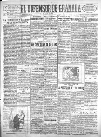 'El Defensor de Granada  : diario político independiente' - Año L Número 25613 Ed. Mañana - 1928 Abril 04