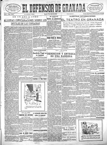'El Defensor de Granada  : diario político independiente' - Año L Número 25621 Ed. Mañana - 1928 Abril 10