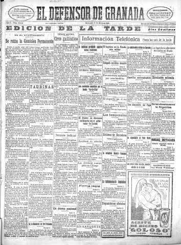 'El Defensor de Granada  : diario político independiente' - Año L Número 25624 Ed. Tarde - 1928 Abril 11