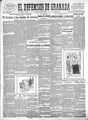 'El Defensor de Granada  : diario político independiente' - Año L Número 25627 Ed. Mañana - 1928 Abril 13