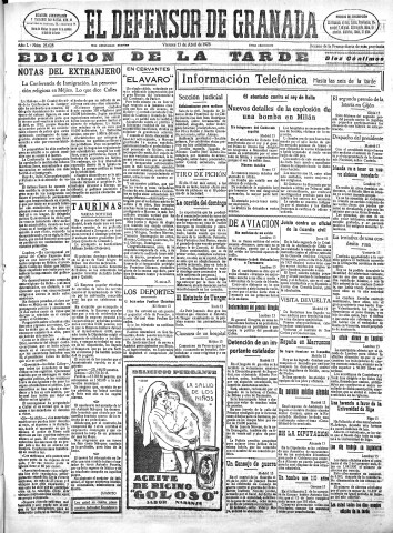 'El Defensor de Granada  : diario político independiente' - Año L Número 25628 Ed. Tarde - 1928 Abril 13