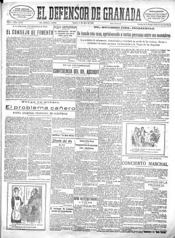 'El Defensor de Granada  : diario político independiente' - Año L Número 25633 Ed. Mañana - 1928 Abril 17