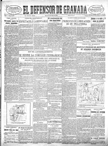 'El Defensor de Granada  : diario político independiente' - Año L Número 25637 Ed. Mañana - 1928 Abril 19