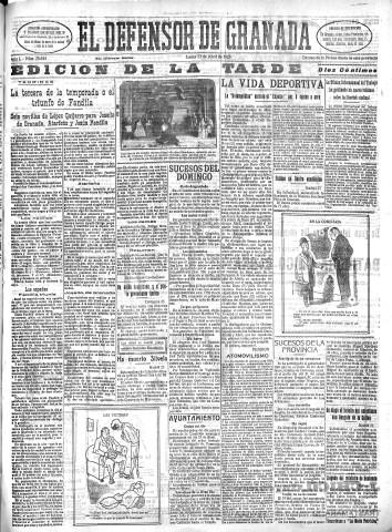 'El Defensor de Granada  : diario político independiente' - Año L Número 25644 Ed. Tarde - 1928 Abril 23