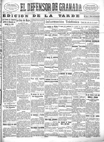 'El Defensor de Granada  : diario político independiente' - Año L Número 25652 Ed. Tarde - 1928 Abril 27