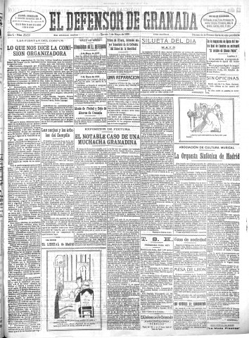 'El Defensor de Granada  : diario político independiente' - Año L Número 25659 Ed. Mañana - 1928 Mayo 03