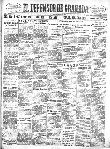 'El Defensor de Granada  : diario político independiente' - Año L Número 25660 Ed. Tarde - 1928 Mayo 03