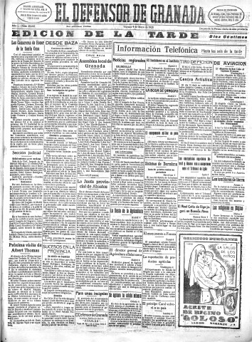 'El Defensor de Granada  : diario político independiente' - Año L Número 25662 Ed. Tarde - 1928 Mayo 04