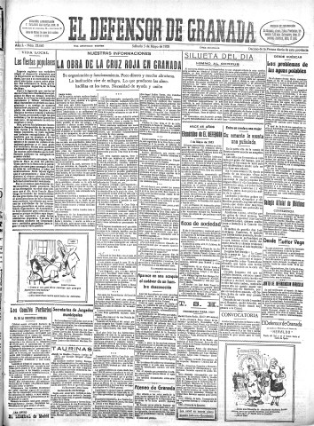 'El Defensor de Granada  : diario político independiente' - Año L Número 25663 Ed. Mañana - 1928 Mayo 05