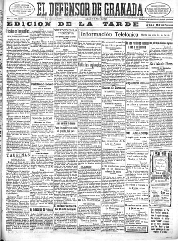 'El Defensor de Granada  : diario político independiente' - Año L Número 25664 Ed. Tarde - 1928 Mayo 05