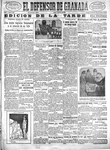 'El Defensor de Granada  : diario político independiente' - Año L Número 25666 Ed. Tarde - 1928 Mayo 07