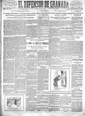 'El Defensor de Granada  : diario político independiente' - Año L Número 25671 Ed. Mañana - 1928 Mayo 10