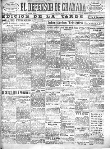 'El Defensor de Granada  : diario político independiente' - Año L Número 25674 Ed. Tarde - 1928 Mayo 11