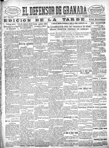 'El Defensor de Granada  : diario político independiente' - Año L Número 25676 Ed. Tarde - 1928 Mayo 12