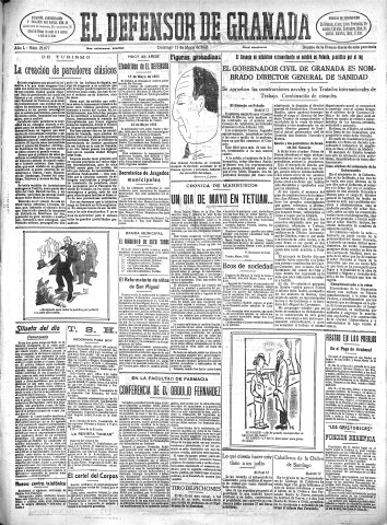 'El Defensor de Granada  : diario político independiente' - Año L Número 25677 Ed. Mañana - 1928 Mayo 13