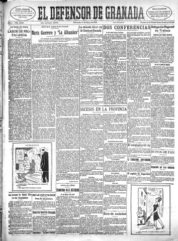 'El Defensor de Granada  : diario político independiente' - Año L Número 25681 Ed. Mañana - 1928 Mayo 16