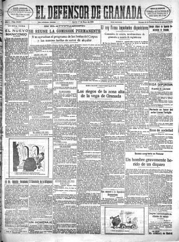 'El Defensor de Granada  : diario político independiente' - Año L Número 25683 Ed. Mañana - 1928 Mayo 17