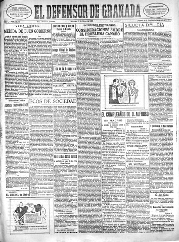 'El Defensor de Granada  : diario político independiente' - Año L Número 25685 Ed. Mañana - 1928 Mayo 18