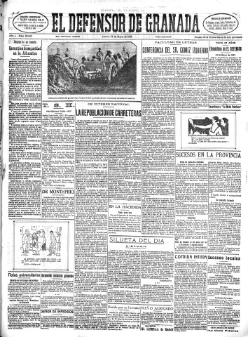 'El Defensor de Granada  : diario político independiente' - Año L Número 25695 Ed. Mañana - 1928 Mayo 24