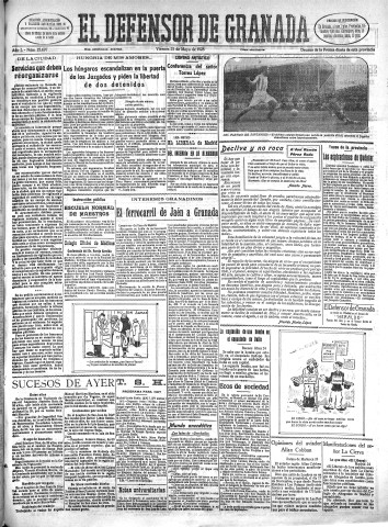 'El Defensor de Granada  : diario político independiente' - Año L Número 25697 Ed. Mañana - 1928 Mayo 25