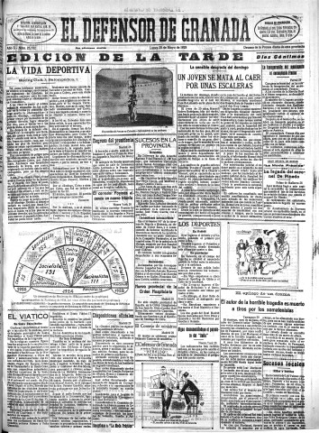'El Defensor de Granada  : diario político independiente' - Año L Número 25702 Ed. Tarde - 1928 Mayo 28