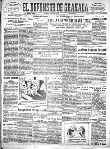 'El Defensor de Granada  : diario político independiente' - Año L Número 25705 Ed. Mañana - 1928 Mayo 30