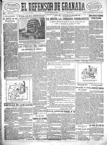 'El Defensor de Granada  : diario político independiente' - Año L Número 25707 Ed. Mañana - 1928 Mayo 31