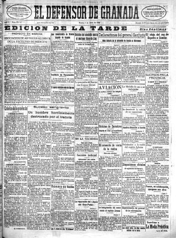 'El Defensor de Granada  : diario político independiente' - Año L Número 25716 Ed. Tarde - 1928 Junio 05