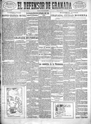 'El Defensor de Granada  : diario político independiente' - Año L Número 25731 Ed. Mañana - 1928 Junio 15