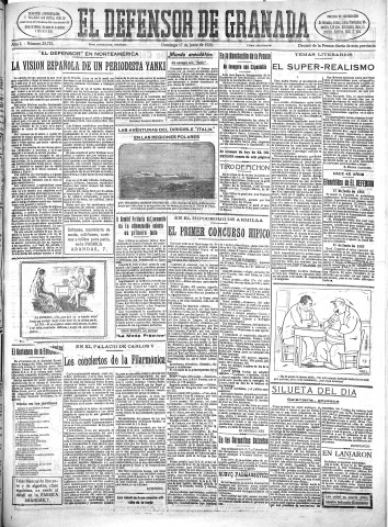 'El Defensor de Granada  : diario político independiente' - Año L Número 25735 Ed. Mañana - 1928 Junio 17