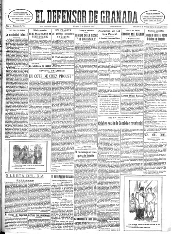 'El Defensor de Granada  : diario político independiente' - Año L Número 25743 Ed. Mañana - 1928 Junio 22