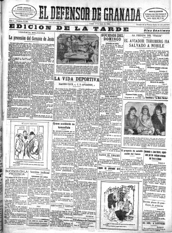 'El Defensor de Granada  : diario político independiente' - Año L Número 25748 Ed. Tarde - 1928 Junio 25