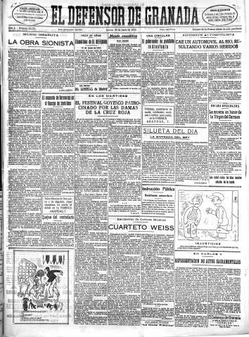 'El Defensor de Granada  : diario político independiente' - Año L Número 25753 Ed. Mañana - 1928 Junio 28