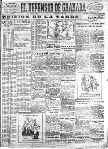'El Defensor de Granada  : diario político independiente' - Año L Número 25760 Ed. Tarde - 1928 Julio 02