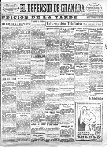 'El Defensor de Granada  : diario político independiente' - Año L Número 25768 Ed. Tarde - 1928 Julio 06